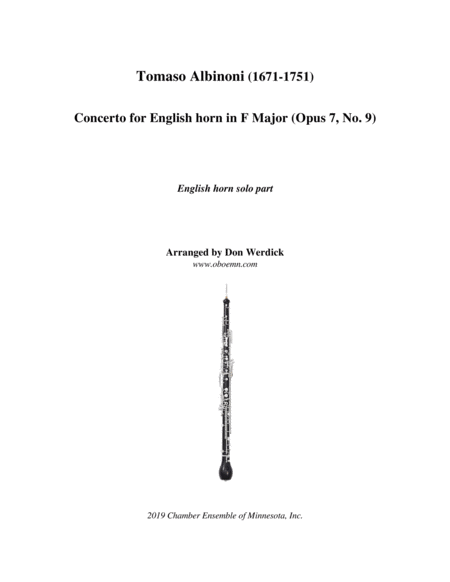 Concerto For English Horn In F Major Op 7 No 9 Sheet Music