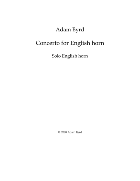 Concerto For English Horn Piano Reduction Sheet Music