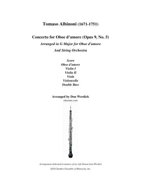 Free Sheet Music Concerto For Oboe D Amore In G Major Op 9 No 5 And String Orchestra