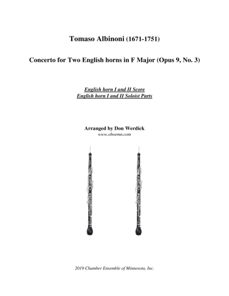 Free Sheet Music Concerto For Two English Horns In F Major Op 9 No 3