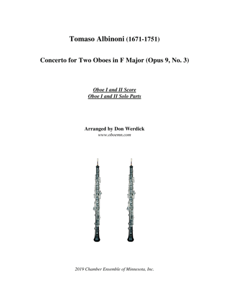 Free Sheet Music Concerto For Two Oboes In F Major Op 9 No 3
