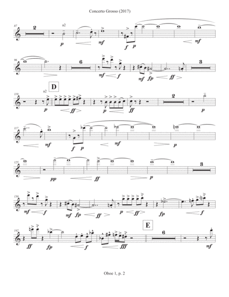 Concerto Grosso 2017 For Chamber Orchestra Oboe 1 Sheet Music