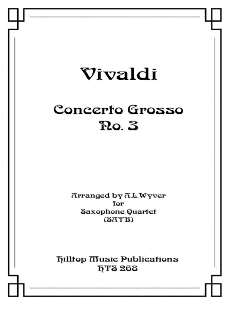 Concerto Grosso No 3 Arr Saxophone Quartet Sheet Music