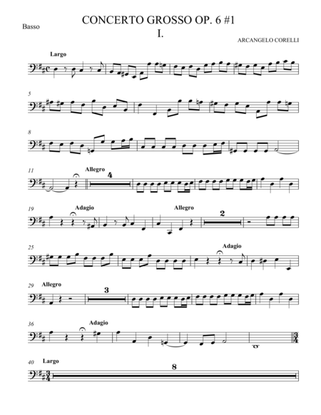 Free Sheet Music Concerto Grosso Op 6 1 Movement I