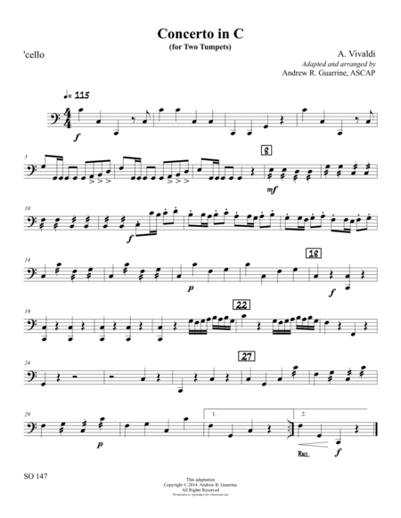 Free Sheet Music Concerto In C For Two Trumpets