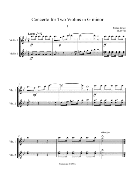 Free Sheet Music Concerto In G Minor For Two Violins
