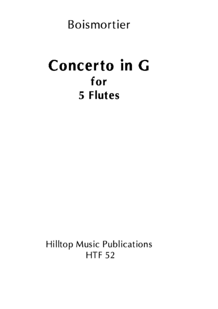 Concerto In G Op 15 No 1 For Five Flutes Sheet Music