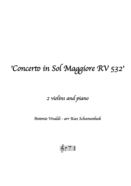 Concerto In Sol Maggiore Rv 532 Sheet Music