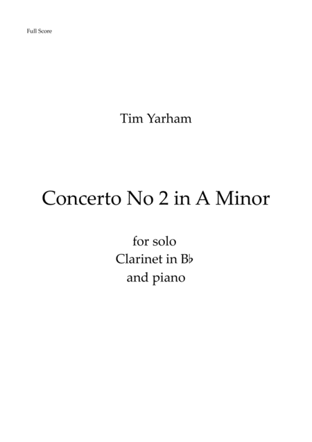 Free Sheet Music Concerto No 2 In A Minor For Clarinet In Bb With Piano Reduction