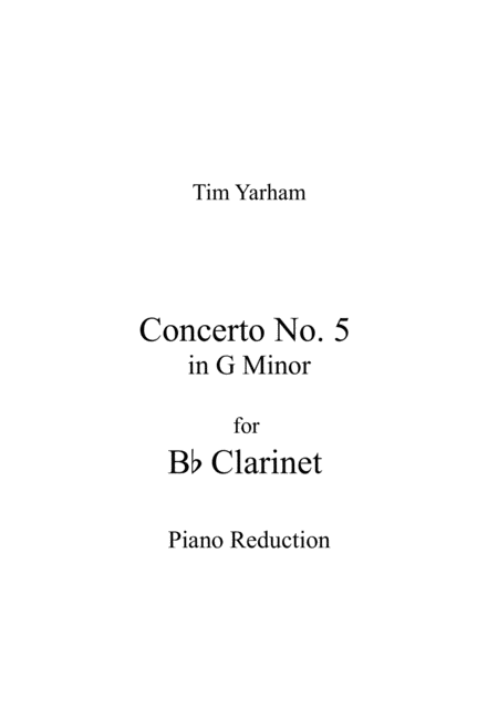 Free Sheet Music Concerto No 5 In G Minor For Bb Clarinet With Piano Reduction