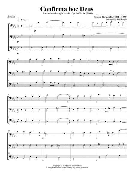 Confirma Hoc Deus For Trombone Or Low Brass Trio Sheet Music