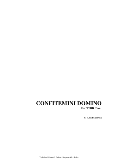 Confitemini Domino Palestrina For Ttbb Choir Sheet Music