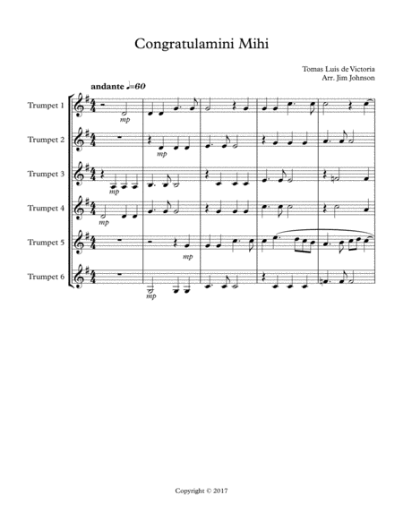 Congratulamini Mihi For Trumpet Ensemble Sheet Music