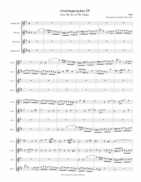 Free Sheet Music Contrapunctus Ix For Saxophone Quartet