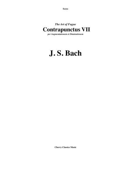 Free Sheet Music Contrapunctus Vii From The Art Of Fugue For Brass Quintet