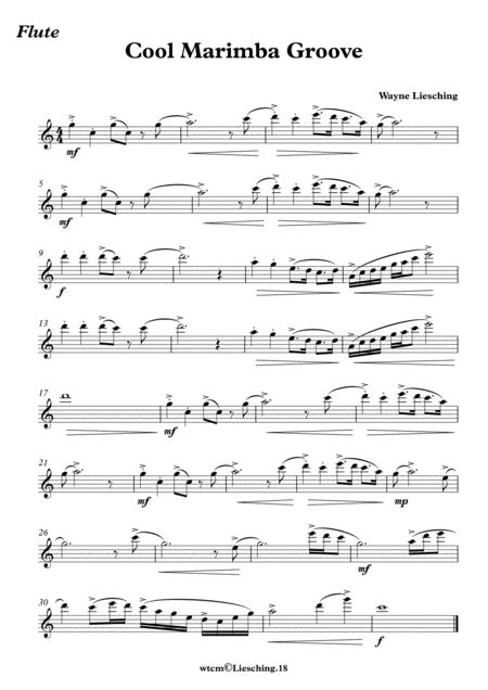 Free Sheet Music Cool Marimba Groove Flute Part