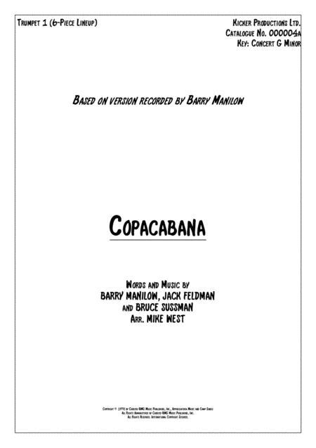 Free Sheet Music Copacabana At The Copa 6 Piece Brass Section