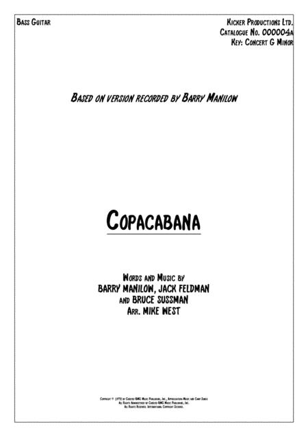 Free Sheet Music Copacabana At The Copa Bass Guitar