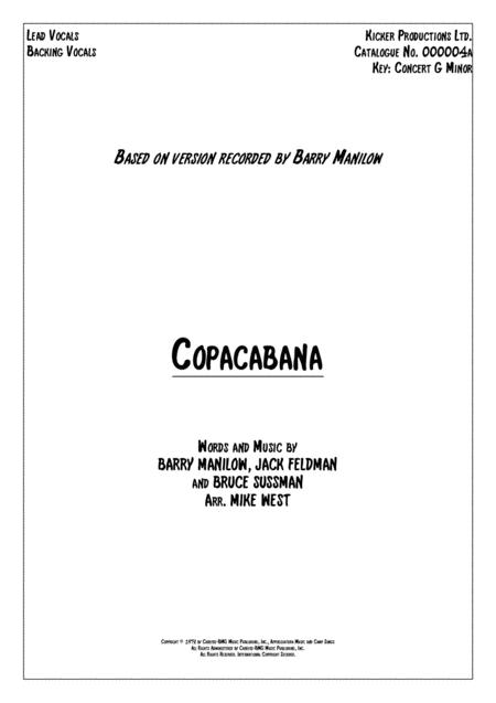 Free Sheet Music Copacabana At The Copa Vocals