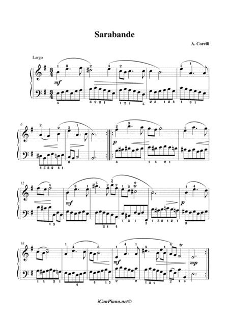 Free Sheet Music Corelli Sarabande In E Minor Op 5 No 8