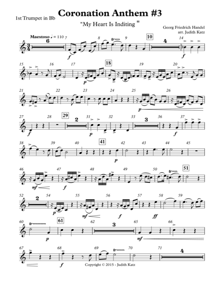 Coronation Anthem 3 My Heart Is Inditing For Brass Quintet Set Of Parts Sheet Music