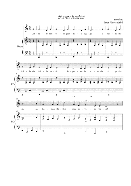 Free Sheet Music Correte Bambini Voce E Piano