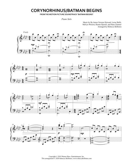 Corynorhinus Batman Begins Piano Solo Sheet Music