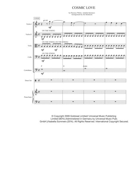 Free Sheet Music Cosmic Love For String Orchestra With Rhythm Section