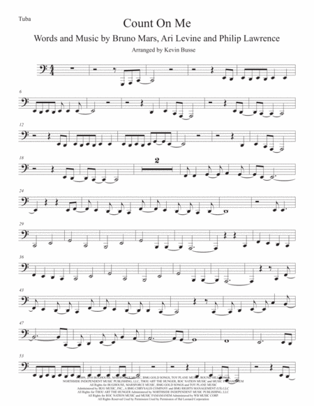 Count On Me Easy Key Of C Tuba Sheet Music