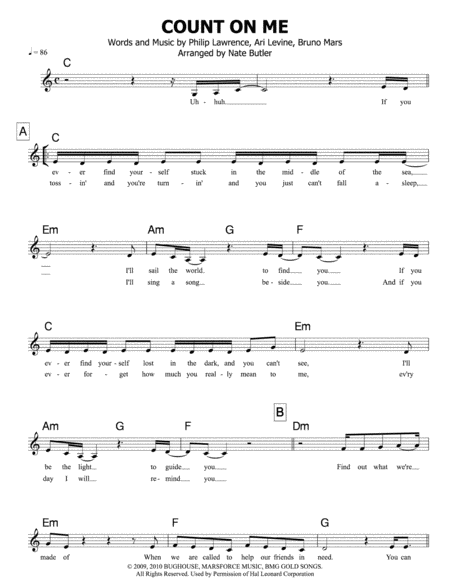 Count On Me Lead Sheet Sheet Music