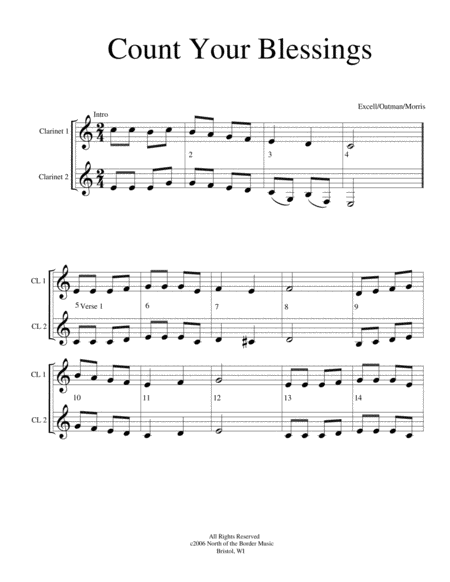 Count Your Blessings A Clarinet Duet Sheet Music