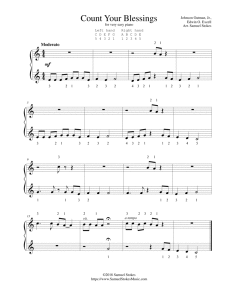 Count Your Blessings For Very Easy Piano Sheet Music