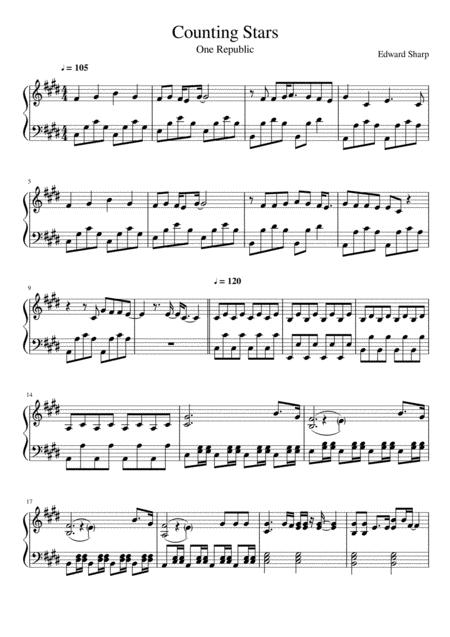 Free Sheet Music Counting Stars One Republic