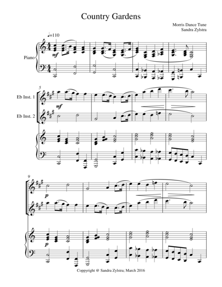 Country Gardens Treble Eb Instrument Duet Sheet Music