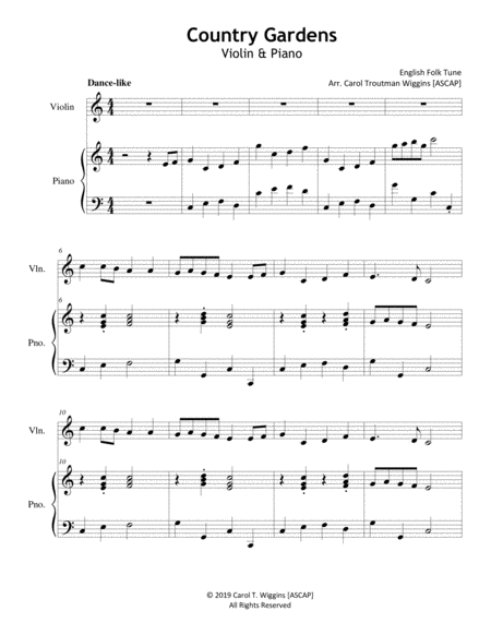 Country Gardens Violin Piano Sheet Music