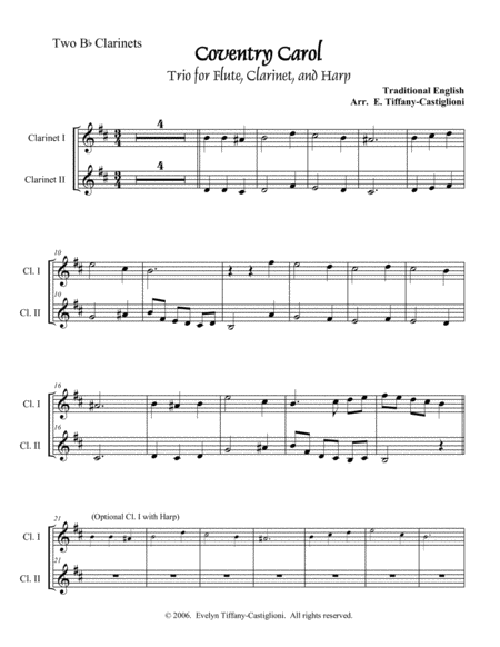 Coventry Carol Ensemble Sheet Music