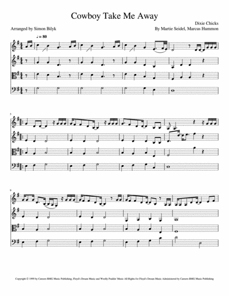 Free Sheet Music Cowboy Take Me Away