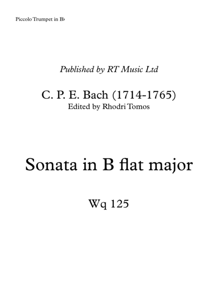 Cpe Bach Wq125 Sonata Solo Parts Sheet Music