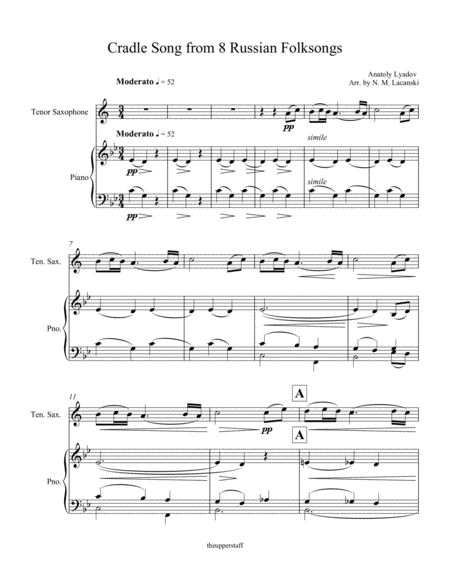 Cradle Song From 8 Russian Folksongs Sheet Music