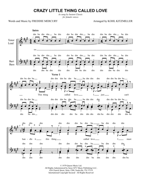 Free Sheet Music Crazy Little Thing Called Love Ssaa