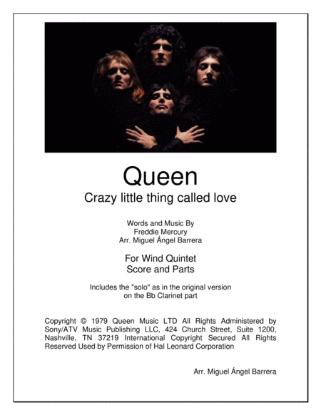 Free Sheet Music Crazy Little Thing Called Love Woodwind Quintet Queen