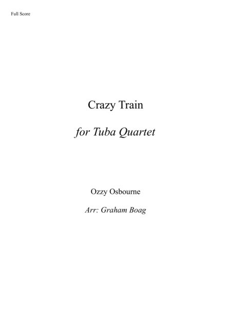 Free Sheet Music Crazy Train For Tuba Quartet