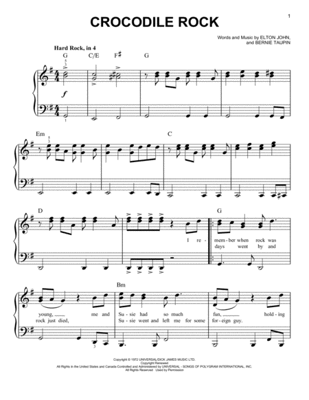 Crocodile Rock From Rocketman Sheet Music