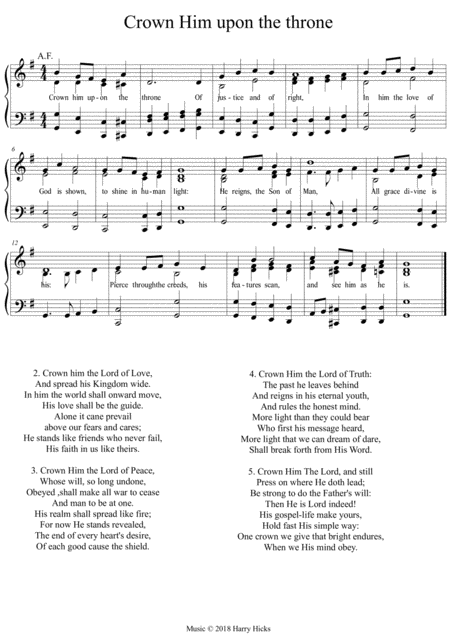 Free Sheet Music Crown Him Upon The Throne A New Tune To A Wonderful Old Hymn