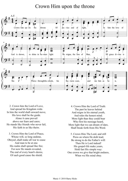 Crown Him Upon The Throne A New Tune To A Wonderful Old Hymn Sheet Music