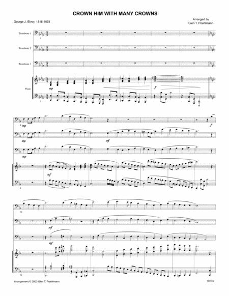 Crown Him Wioth Many Crowns Trombone Trio With Piano Accompaniment Sheet Music