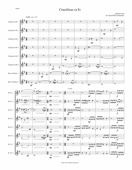 Crucifixus A 8 For Clarinet Octet Or Clarinet Choir In F 6 Clarinets And 2 Bass Clarinets Sheet Music