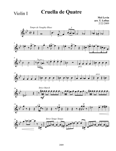 Cruella De Quatre For String Quartet Variations On Cruella De Vil Sheet Music