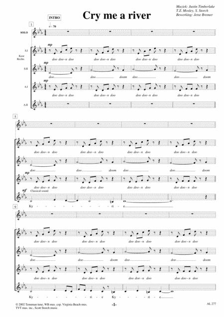 Cry Me A River Ssaa Solo A Cappella Sheet Music