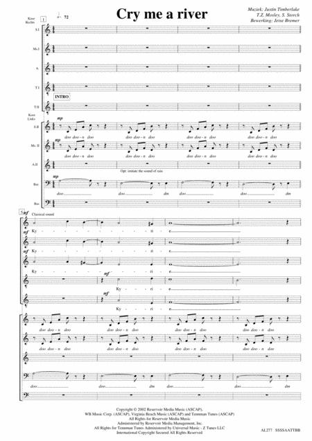 Cry Me A River Sssaaattbb A Cappella Sheet Music